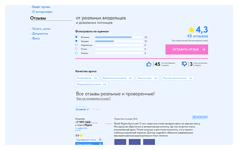 Отзывы и рейтинг ветеринарного врача